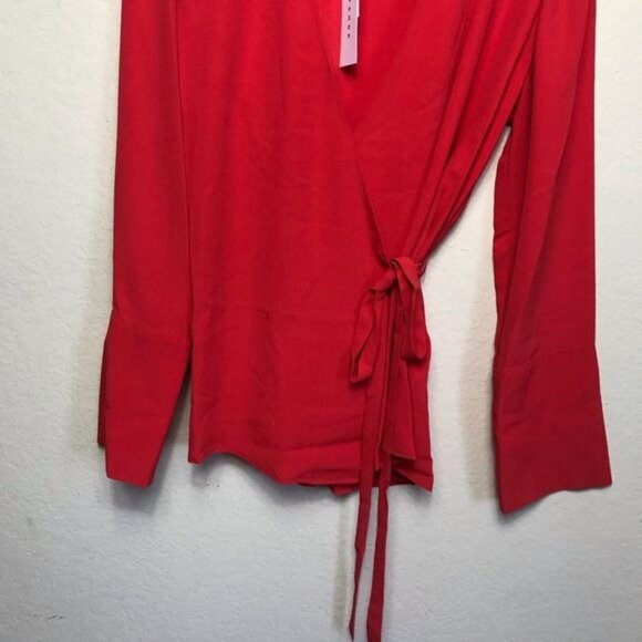 NWT TopShop Red Tie Wrap Blouse - Picture 5 of 5
